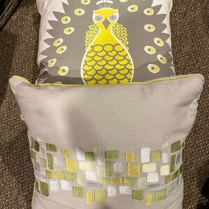 Decorative Gray and Yellow Throw Pillow - Modern Accent
